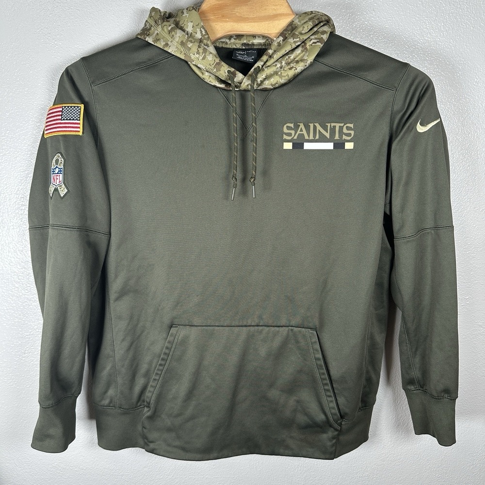 Nike New Orleans Saints NFL Salute to Service Hoodie Sz XL Green Camo Sweatshirt